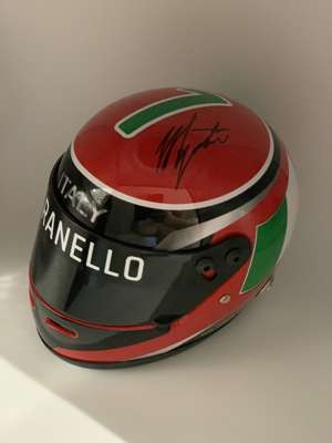 Giacomo Agostini (Italy) signed Italian Moto GP ½ Scale Mini helmet, signed on helmet with black sharpie, 
 Over a period of 17 years, Giacomo Agostin
