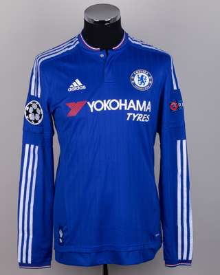 Eden Hazard blue No.10 Chelsea v Dynamo Kiev Champions League long-sleeved shirt, 2015