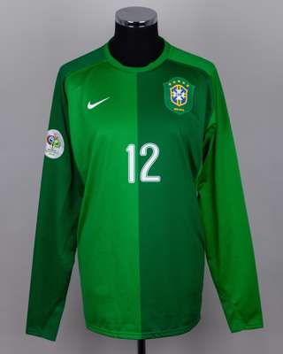 Rogerio Ceni green No.12 Brazil goalkeeper shirt 2006