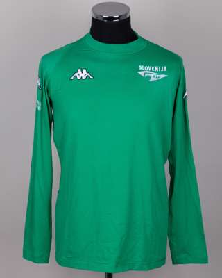 Ermin Siljak green No.9 Slovenia v. Croatia Euro play-off long-sleeved shirt, 2003
