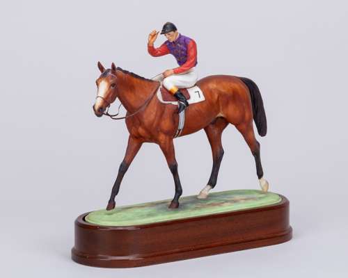 Royal Worcester racehorse and jockey modelled by Doris Lindner titled ‘The Winner’