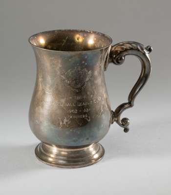 Football League Cup winner's tankard awarded to Stan Lynn of Birmingham City in season 1962-63,
 electroplated, engraved with the Football League cres