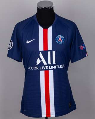 Kylian Mbappe blue No.9 Paris Saint-Germain v. Dortmund short-sleeved shirt, 2020