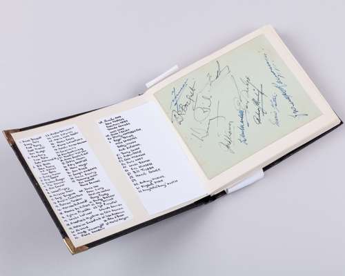 A tennis autograph album, including Bill Tilden, Henri Cochet, Tony Wilding