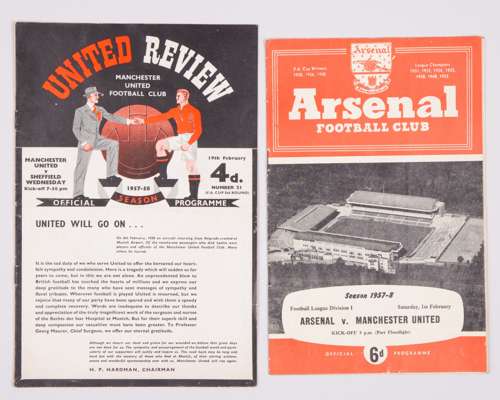 Arsenal v. Manchester United, match programme, 1st February 1958