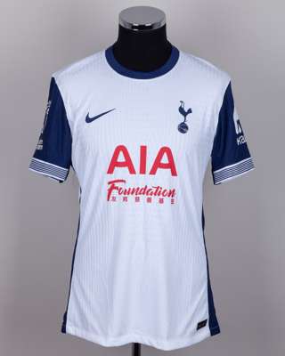 Destiny Udogie white and blue No.13 Tottenham Hotspur match issued short-sleeved shirt, 2025