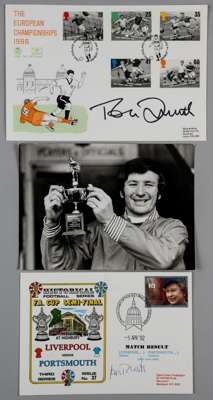 Liverpool greats Tommy Smith and Ian Rush, a pair of autographed First Day Covers,
 one by Tommy Smith the other by Ian Rush, sold along with an origi