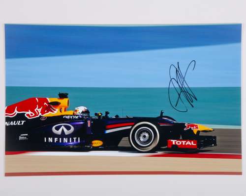 Four Sebastian Vettel Signed Red Bull Racing Large Photos