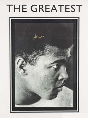 Muhammad Ali “The Greatest” signed print
 authenticated by Online Authentics.com, OA-7306269, 76 by 61cm., framed and glazed