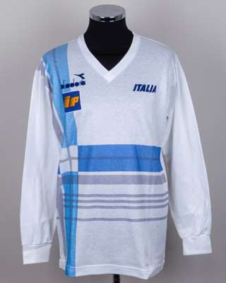 Gianluca Vialli white Italy worn training shirt, 1987