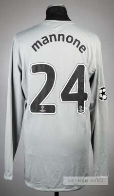 Vito Mannone grey Arsenal UEFA Champions League no.24 goalkeeper's jersey, season 2009-10,
 Nike, long-sleeved with UEFA STARBALL sleeve badge, club c