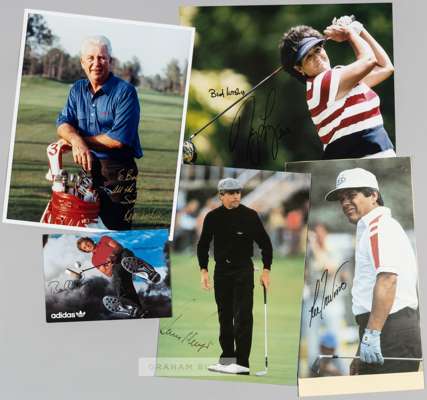 GOLF - five original signed photographs of Major Championship winners,
 Gary Player, Lee Trevino, Ken Venturi, Nancy Lopez & Berhard Langer