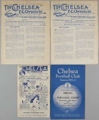 Two Chelsea home South Eastern League match programmes, 1909-1910, 
 comprising Maidstone United, 9th January 1909; and Bristol City 22nd October 1910