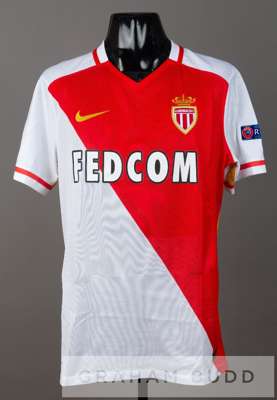 Dirar red and white AS Monaco no.7 jersey v Tottenham Hotspur in the UEFA Europa League Group J at Stade Louis II, 1st October 2015,
 short-sleeved wi