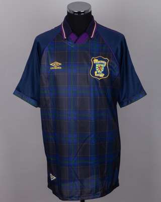 Blue tartan No.18 Scotland short-sleeved shirt, 1994-96