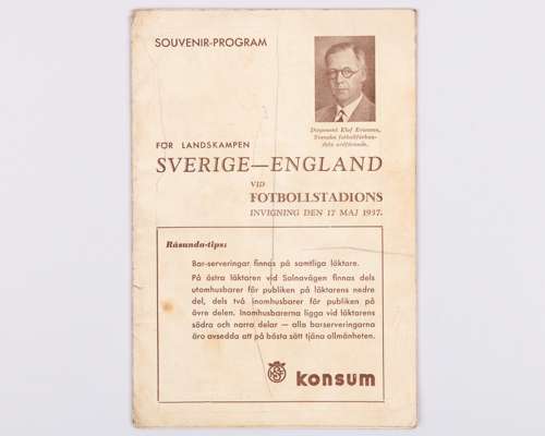 Rare Sweden v England Tour match programme, 17th May 1937