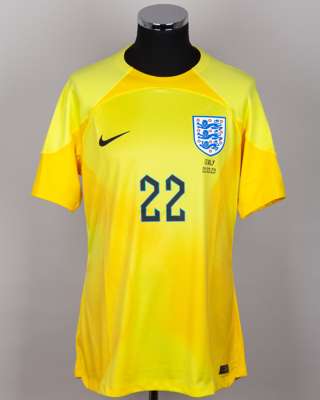 Fraser Forster yellow No.22 England v. Italy goalkeeper shirt, 2023