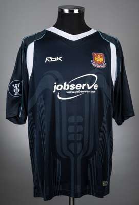 Nigel Reo-Coker blue and white No.20 West Ham United short-sleeved shirt, 2006-07, 
 Reebok, XL, with v-neck collar and sponge badge inscribed WEST HA