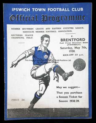 Eight Ipswich Town home programmes season 1937-38