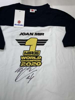 Joan Mir (Spain) Collection (2020 Moto GP World Champion),
 including signed limited edition art print (A3 size), signed 2020 Moto GP World Cup T-Shir