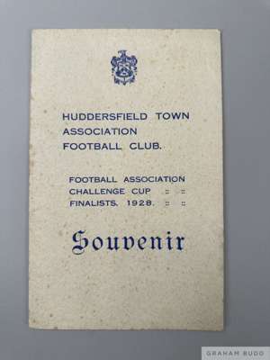 Tom Wilson Huddersfield Town special issue souvenir programme in celebration of reaching the 1928 F.A. Cup Final

 The following lots 902 to 943 relat