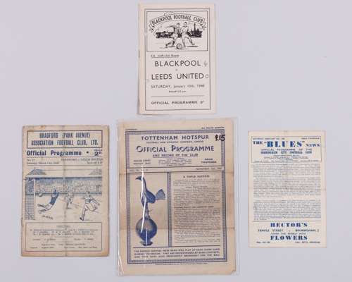 Four Leeds United away match programmes, 1947-48
