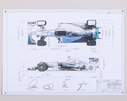 Mercedes-AMG Petronas F1 Team 2015 Signed Technical Drawing
