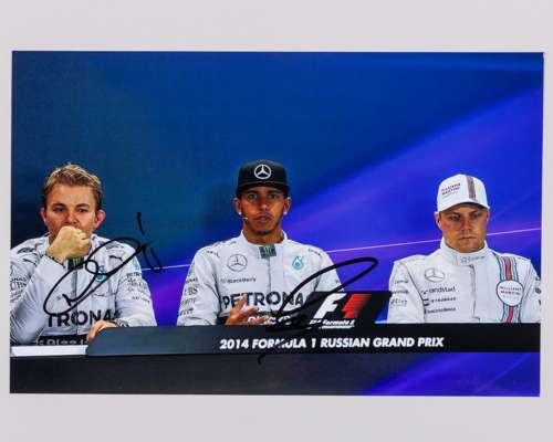 Lewis Hamilton & Nico Rosberg Signed A4 Photo