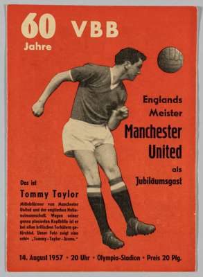 Rare programme for the friendly match between Berlin Stadtelf (City of Berlin XI) and Manchester United 'Busby Babes' played before the start of the '