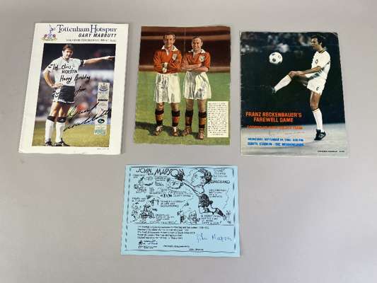 Collection of football related autographs, material, books, 
 including Football with A Smile signed by Joe Mercer, (10), matted photography John Maps