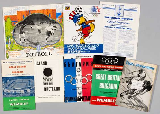 Mixed selection of Olympic Games football items, 
 includes Stockholm 1912 football brochure, wear to cover edges, loss to back cover; 1936 Olympic Ga