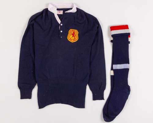 Robert Denholm Baxter: a blue woollen Scotland v England wartime international shirt 1939-40