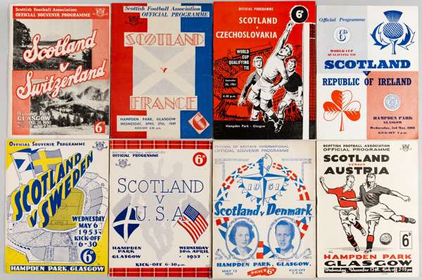 Scotland International football programmes, dating from 1949 to 1981,
 including v France 27th April 1949; v Denmark 12th May 1951 Festival of Britain