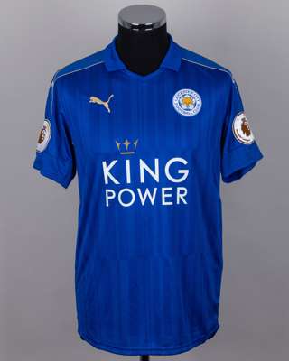 Danny Simpson blue No.17 Leicester City match worn short-sleeved shirt, 2016-17