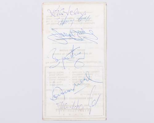 A 1975 five-a-side autographed football tournament programme featuring Bobby Moore