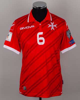 Ryan Fenech red No.6 Malta short-sleeved shirt