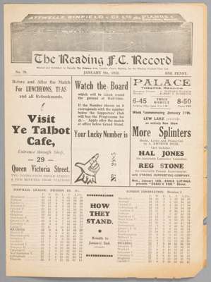 Reading v Thames programme 9th January 1932,
 F.L. Third Division South fixtures

 This was from AFC Thames's final season in the Football League. The
