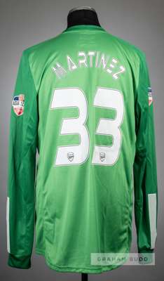 Emiliano Martinez green Arsenal no.33 goalkeeper's jersey for the Asia Tour match v Vietnam on 17th July 2003,
 Nike, long-sleeved unused spare, with 