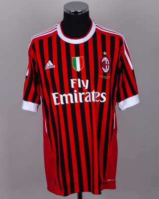 Zlatan Ibrahimovic red and black No.11 AC Milan short-sleeved shirt