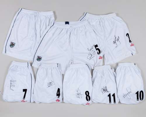 Eleven West Bromwich Albion autographed shorts issued for 2002-03