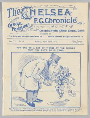 Chelsea v Blackpool programme 22nd April 1912,
 ex-bound volume