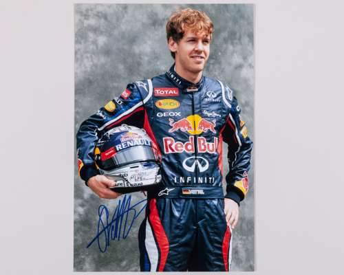 Sebastian Vettel Signed Red Bull Racing A4 Photo