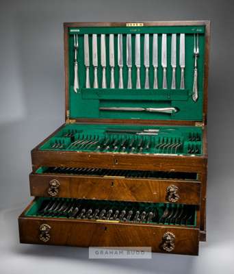 Garrard & Co. Ltd, London, canteen of cutlery presented by Members of Wentworth GC to the club professional golfer Tom Haliburton in November 1963,
 R