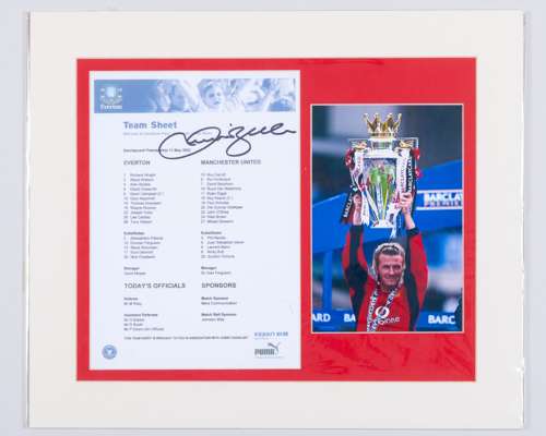 David Beckham - an autographed team sheet, Everton v. Manchester United 11th May 2003