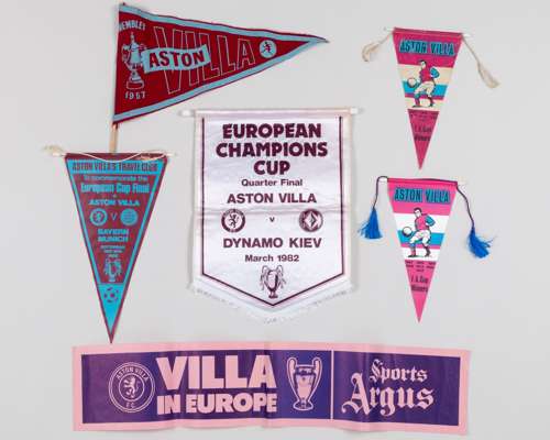Five various Aston Villa rosettes