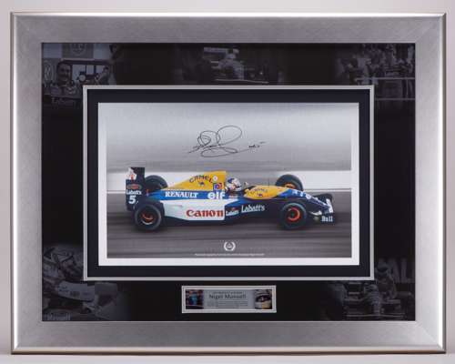Nigel Mansell Signed Metal Framed Print
