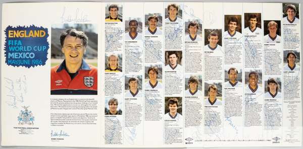 Signed England 1986 World Cup brochure