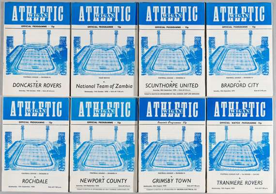 Wigan selection for first season in League 1978-79,
 homes full set League (23) and additional Cup and FR, etc.; friendlies S/Shield v Birmingham City