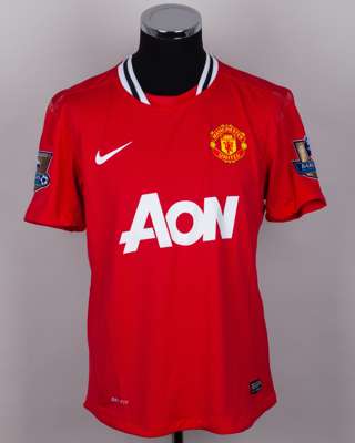 Paul Scholes red and white No.22 Manchester United short-sleeved shirt, 2011-12