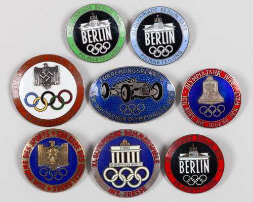 Six various 1936 Berlin Olympicenamelmedals